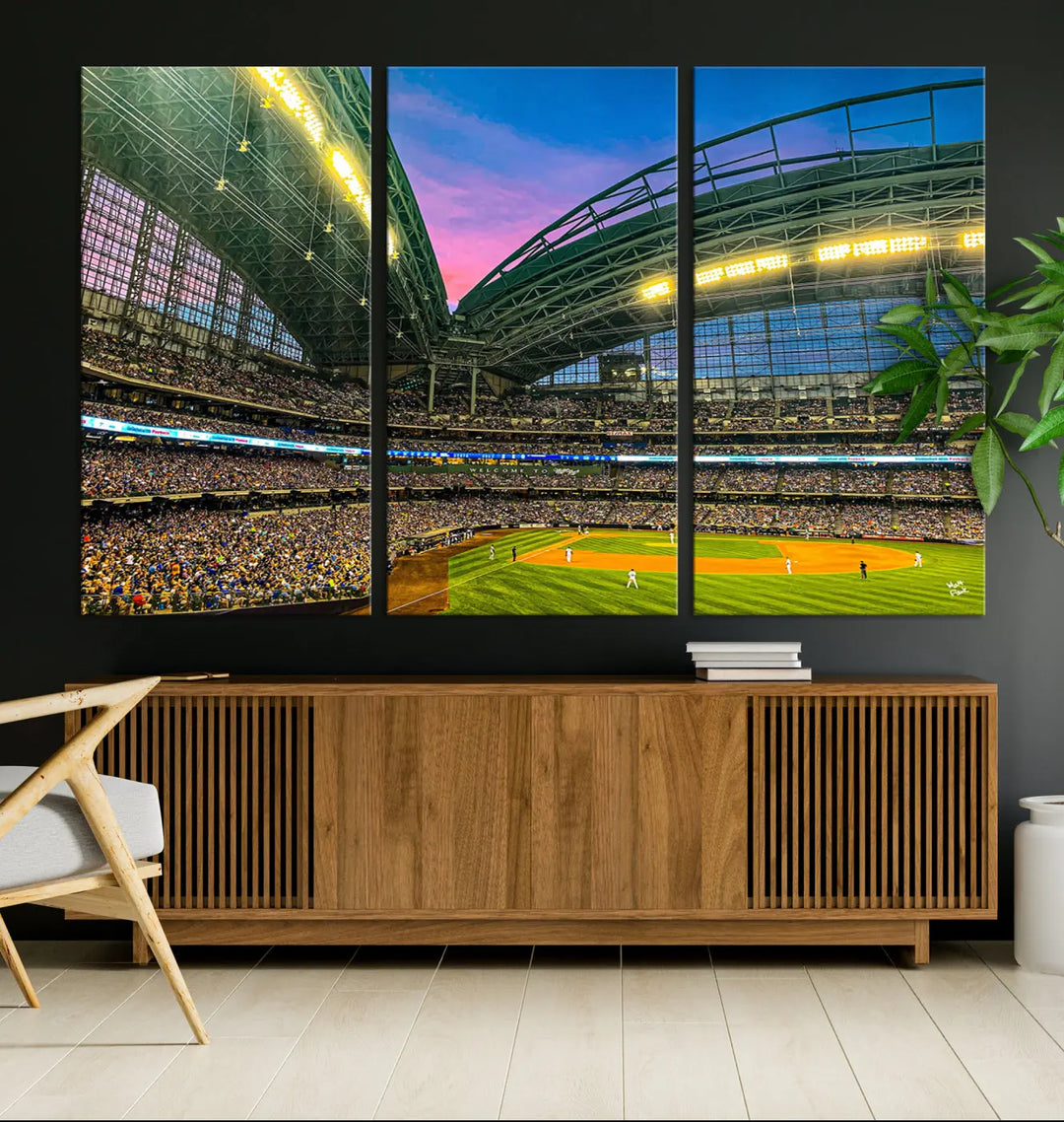 Milwaukee Brewers Baseball Team Print - American Family Field Stadium Wall Art Canvas Print 