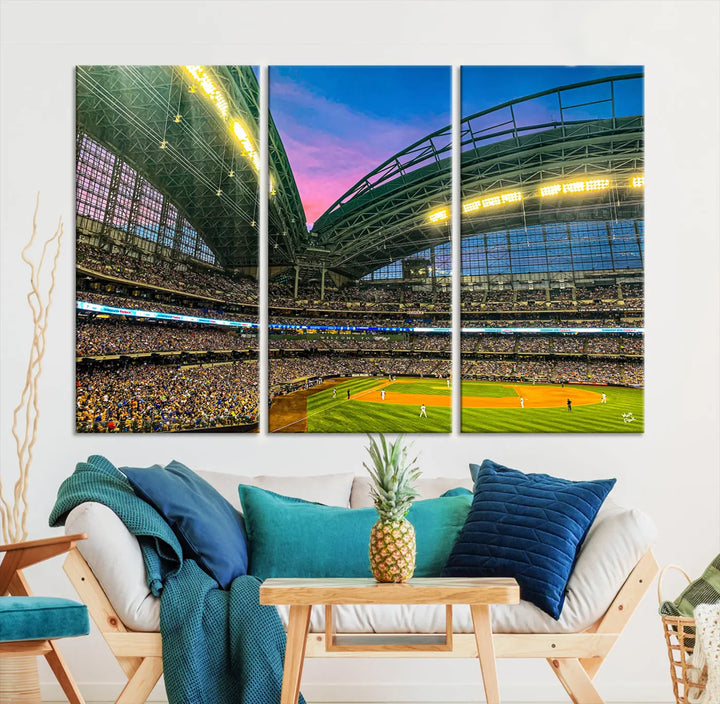 Milwaukee Brewers Baseball Team Print - American Family Field Stadium Wall Art Canvas Print 