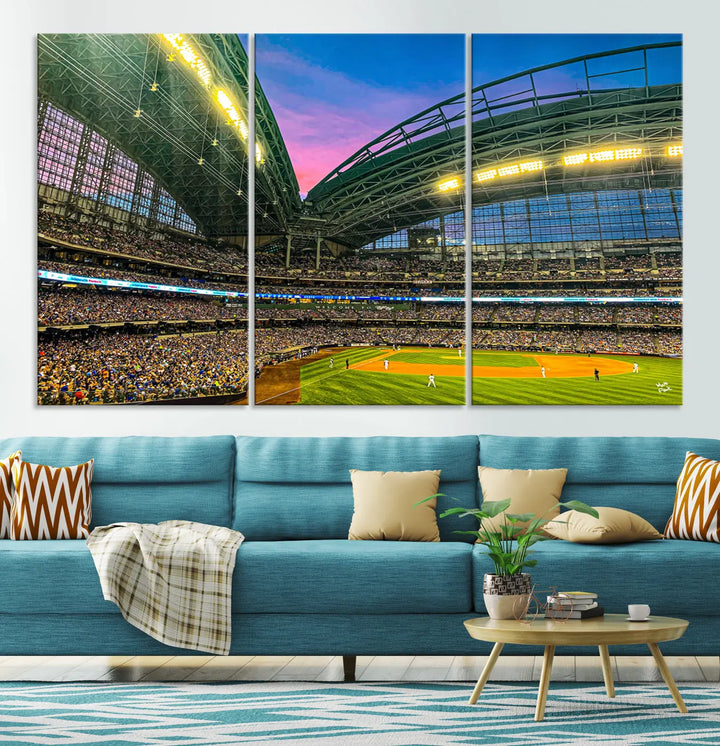 Milwaukee Brewers Baseball Team Print - American Family Field Stadium Wall Art Canvas Print 