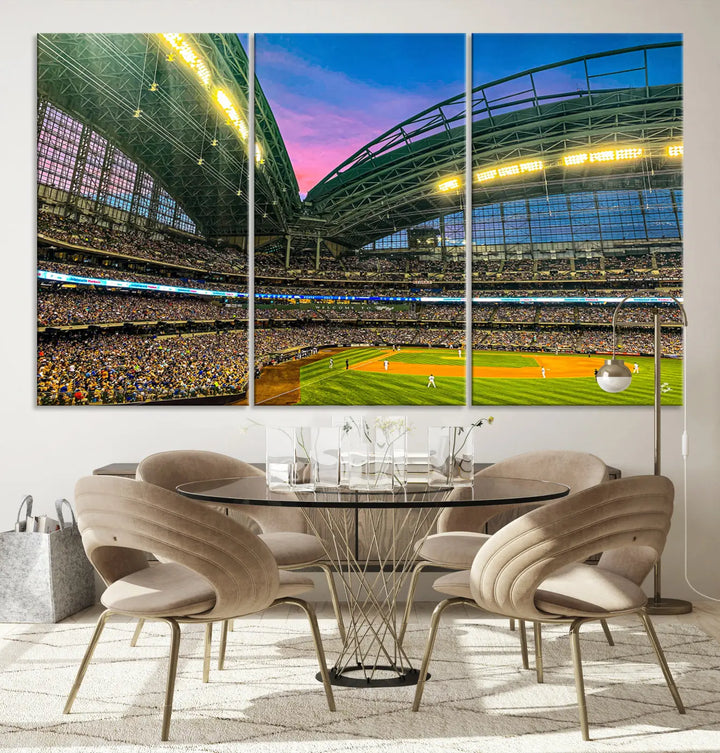 Milwaukee Brewers Baseball Team Print - American Family Field Stadium Wall Art Canvas Print 