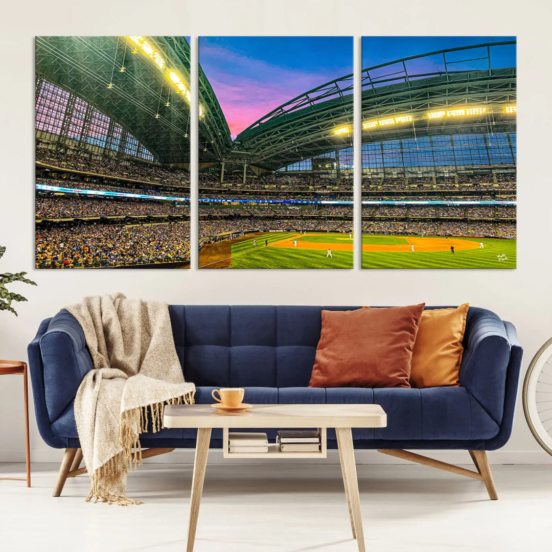 Milwaukee Brewers Baseball Team Print - American Family Field Stadium Wall Art Canvas Print 