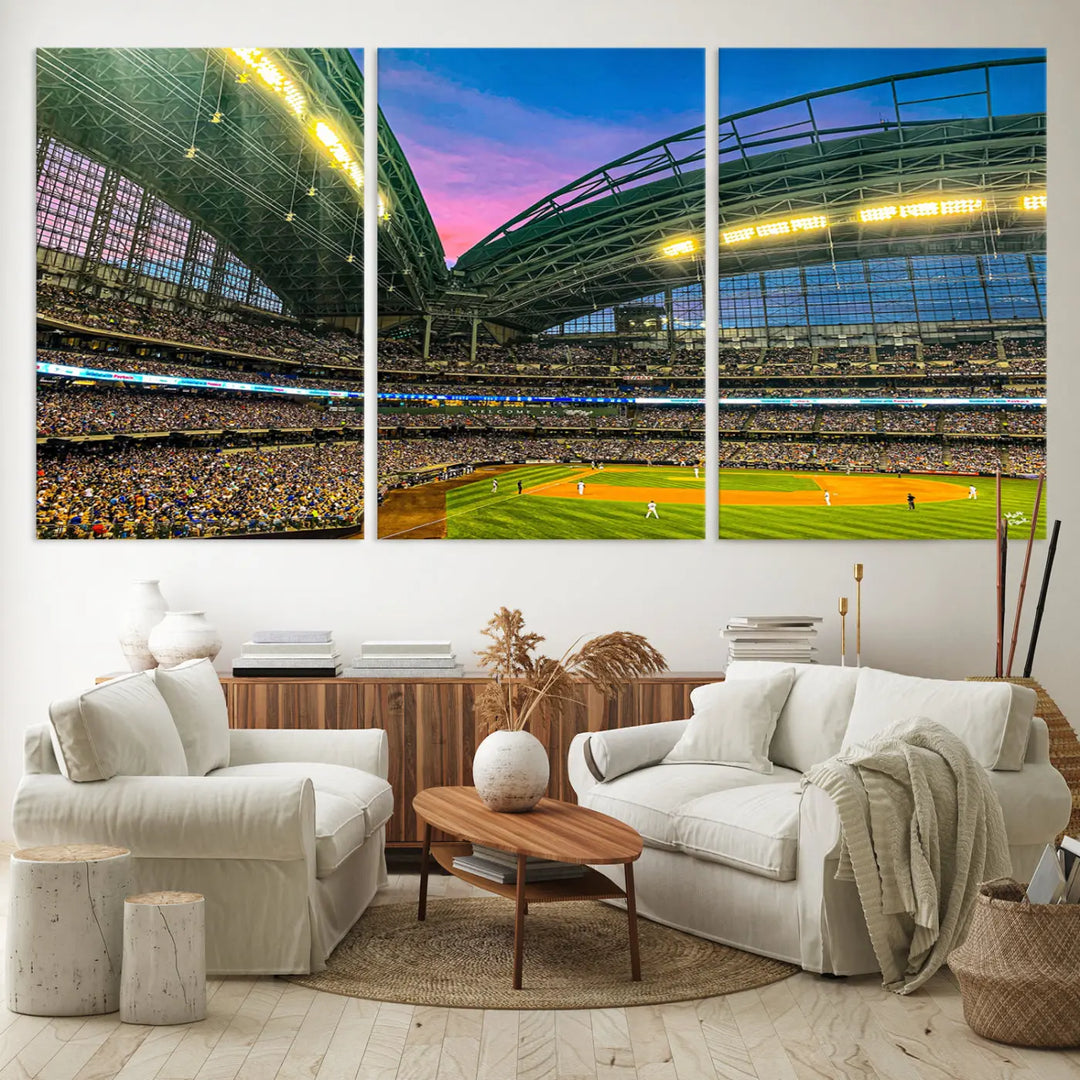 Milwaukee Brewers Baseball Team Print - American Family Field Stadium Wall Art Canvas Print 