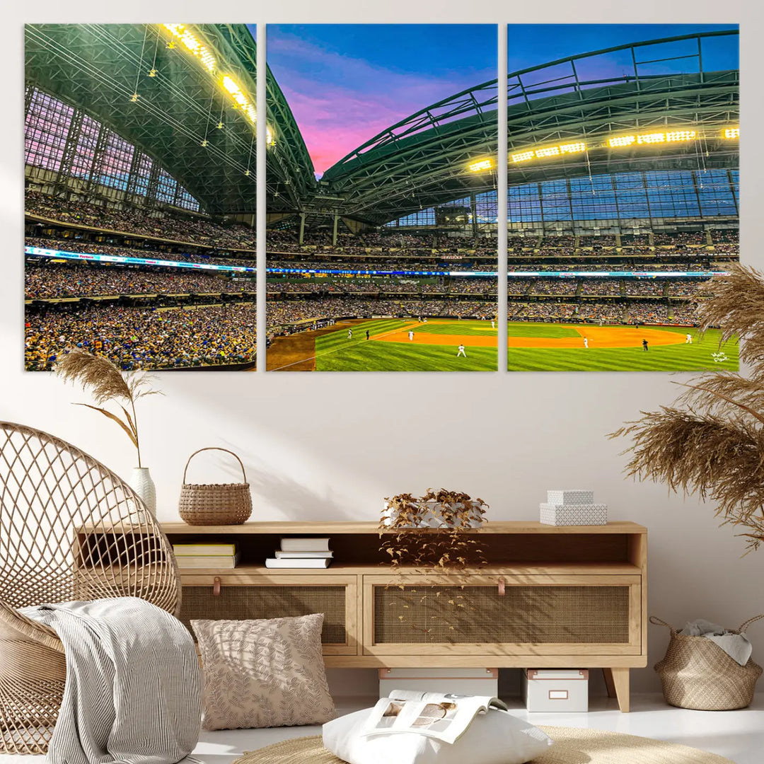 Milwaukee Brewers Baseball Team Print - American Family Field Stadium Wall Art Canvas Print 