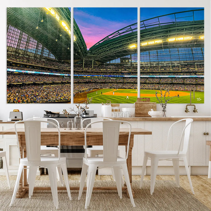 Milwaukee Brewers Baseball Team Print - American Family Field Stadium Wall Art Canvas Print 