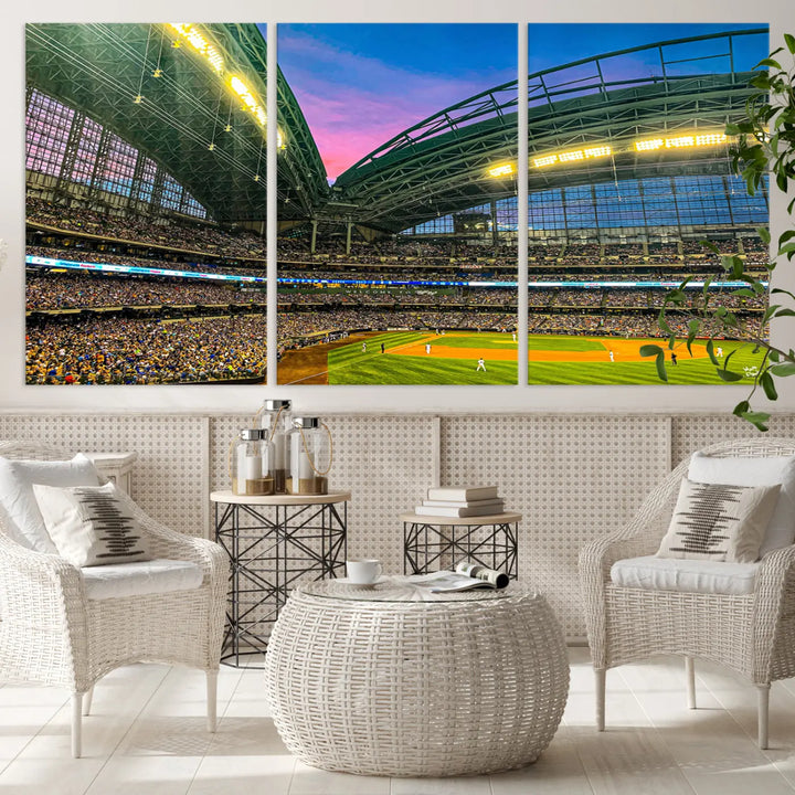 Milwaukee Brewers Baseball Team Print - American Family Field Stadium Wall Art Canvas Print 