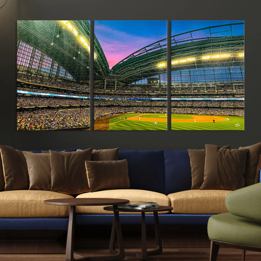 Milwaukee Brewers Baseball Team Print - American Family Field Stadium Wall Art Canvas Print 