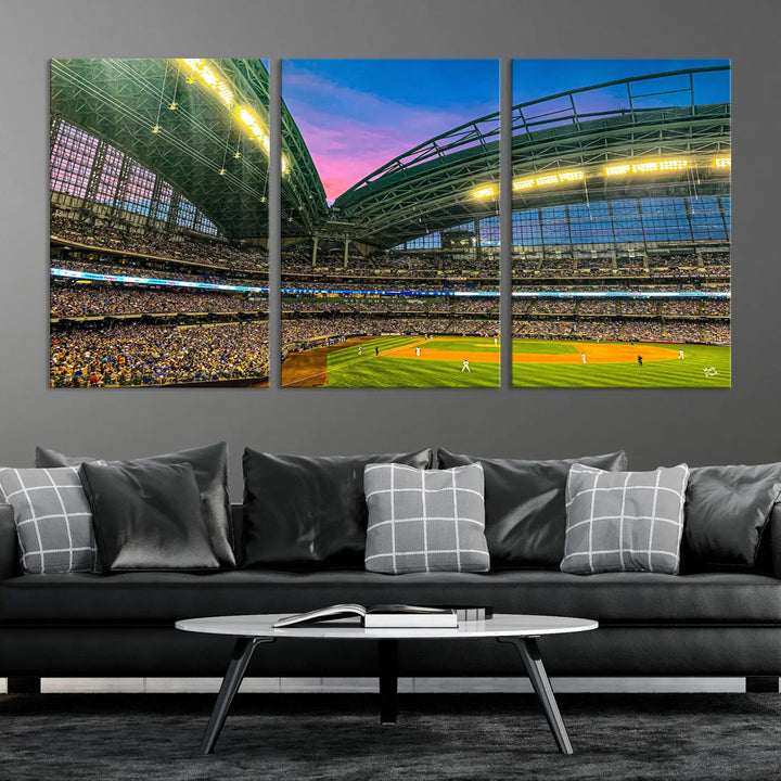 Milwaukee Brewers Baseball Team Print - American Family Field Stadium Wall Art Canvas Print 