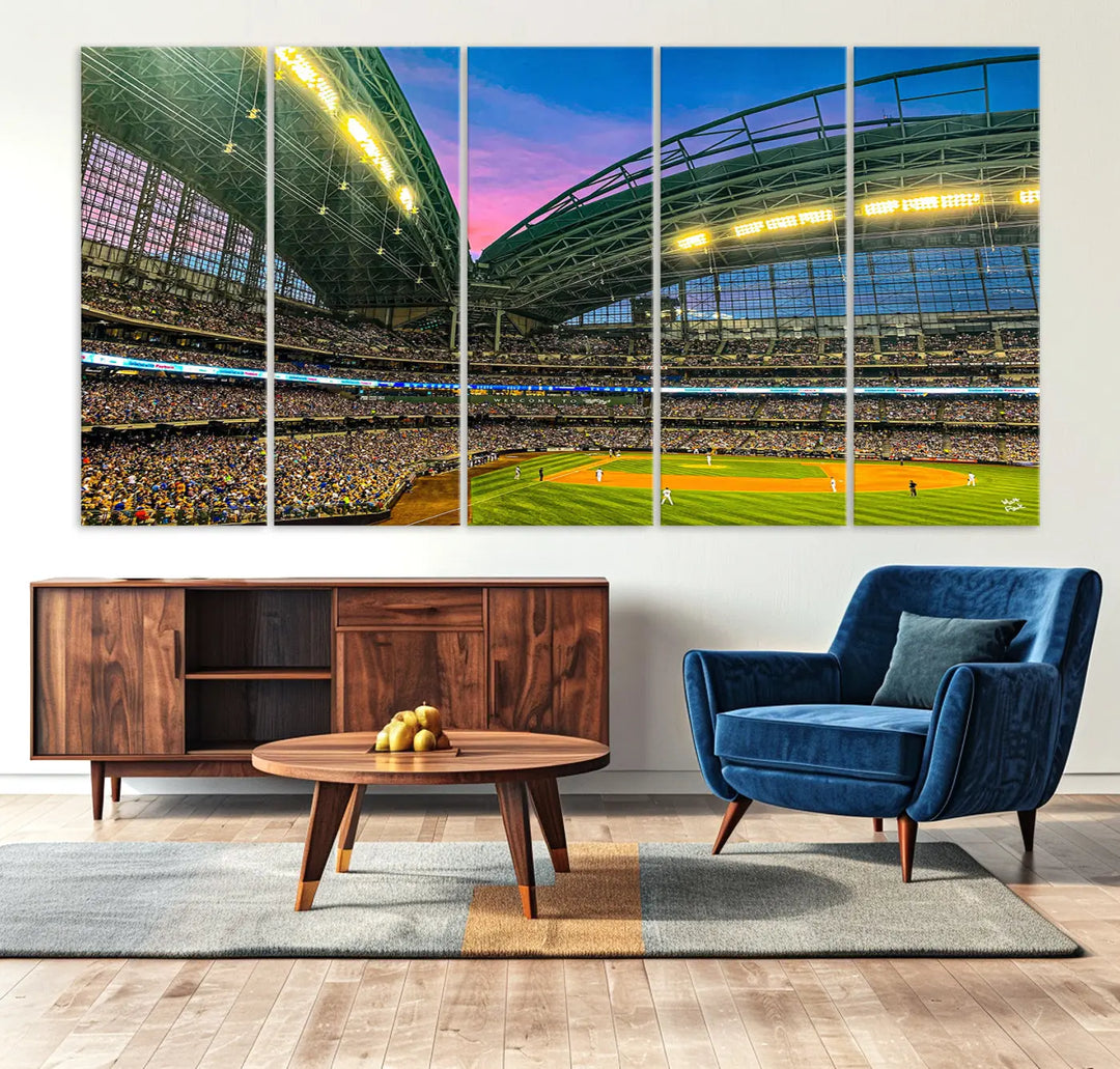 Milwaukee Brewers Baseball Team Print - American Family Field Stadium Wall Art Canvas Print 