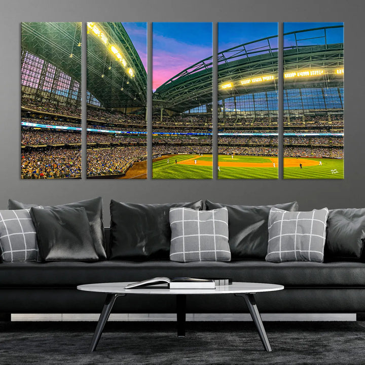 Milwaukee Brewers Baseball Team Print - American Family Field Stadium Wall Art Canvas Print 