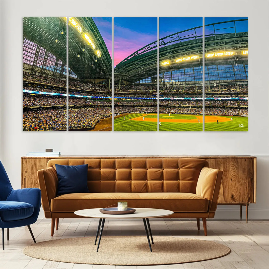 Milwaukee Brewers Baseball Team Print - American Family Field Stadium Wall Art Canvas Print 