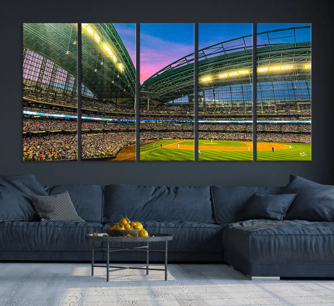 Milwaukee Brewers Baseball Team Print - American Family Field Stadium Wall Art Canvas Print 