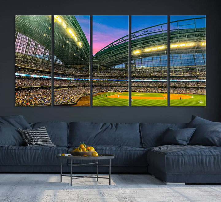 Milwaukee Brewers Baseball Team Print - American Family Field Stadium Wall Art Canvas Print 