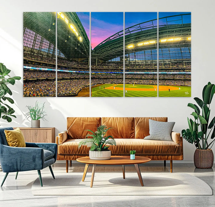 Milwaukee Brewers Baseball Team Print - American Family Field Stadium Wall Art Canvas Print 