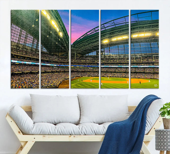 Milwaukee Brewers Baseball Team Print - American Family Field Stadium Wall Art Canvas Print 