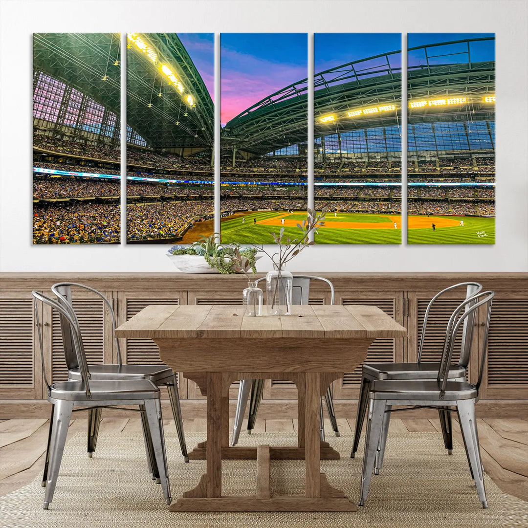 Milwaukee Brewers Baseball Team Print - American Family Field Stadium Wall Art Canvas Print 