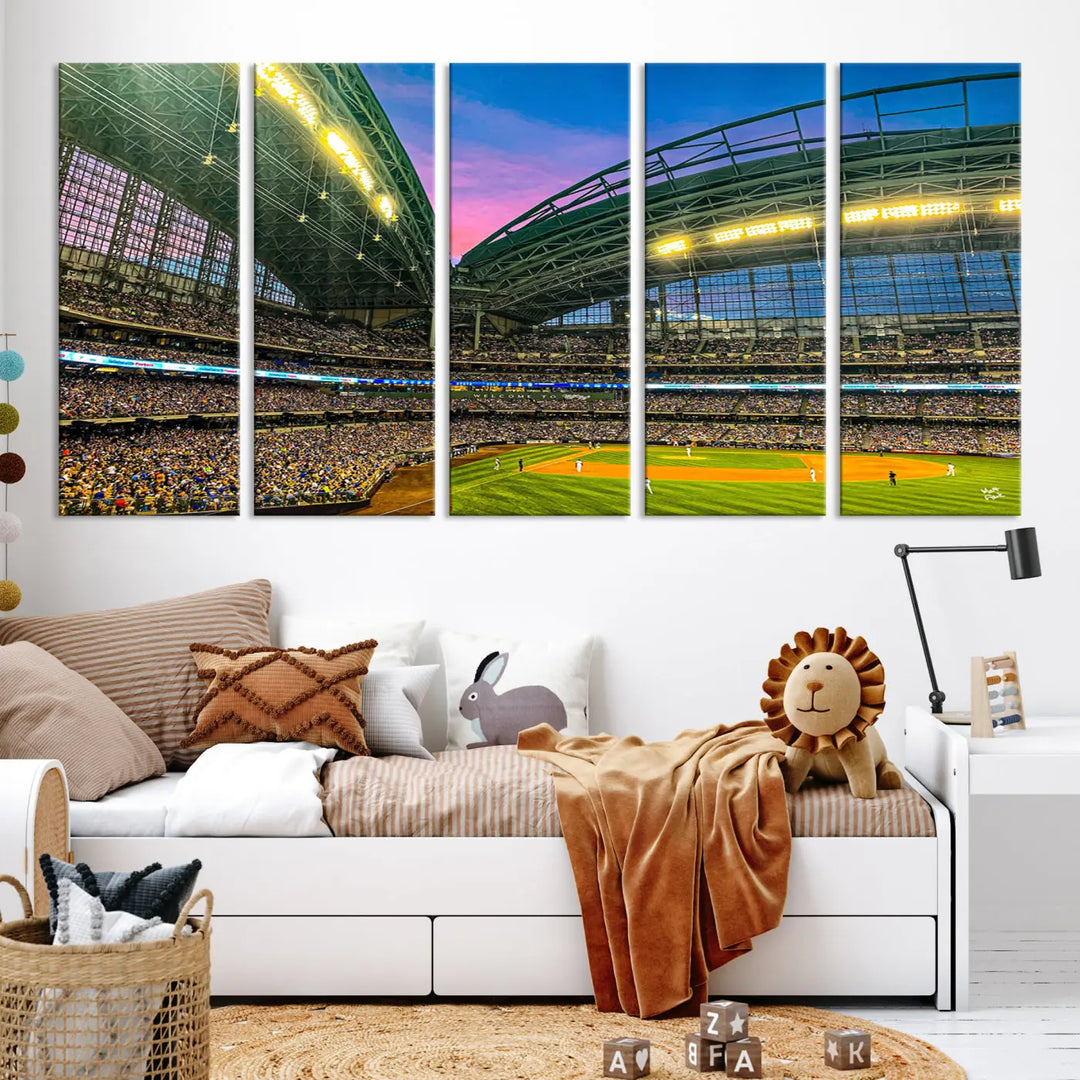 Milwaukee Brewers Baseball Team Print - American Family Field Stadium Wall Art Canvas Print 