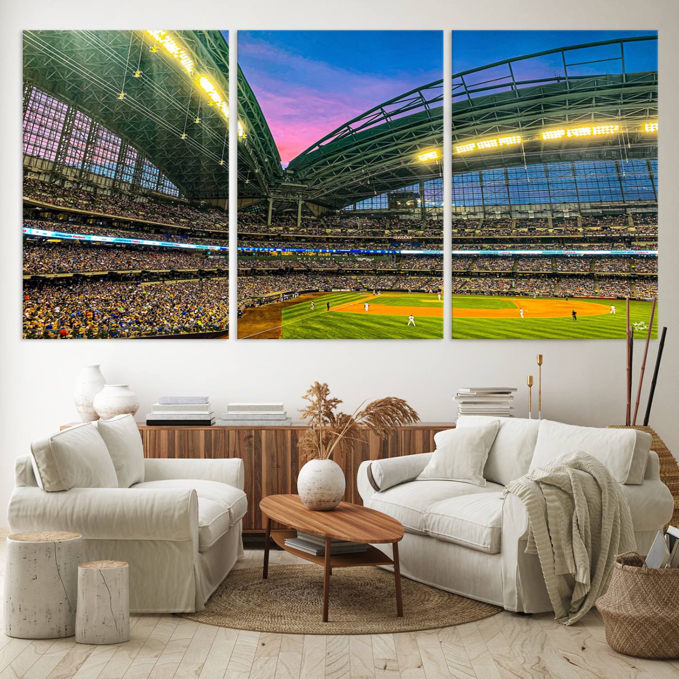 17006-MGV-CV-36X24-Milwaukee Brewers Baseball Team Print Canvas- American Family Field Stadium Wall Art Canvas Print