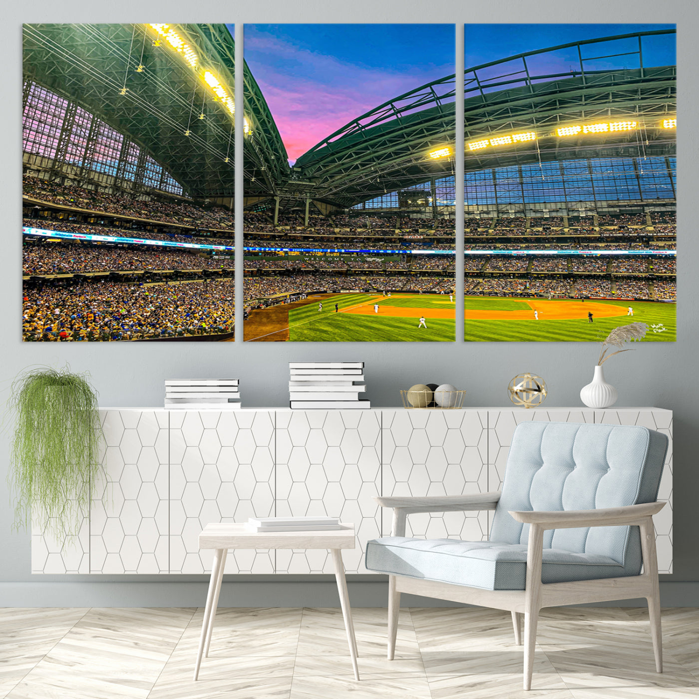 17006-MGV-CV-36X24-Milwaukee Brewers Baseball Team Print Canvas- American Family Field Stadium Wall Art Canvas Print