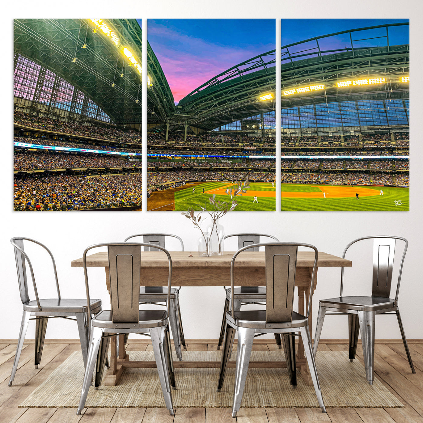 17006-MGV-CV-36X24-Milwaukee Brewers Baseball Team Print Canvas- American Family Field Stadium Wall Art Canvas Print