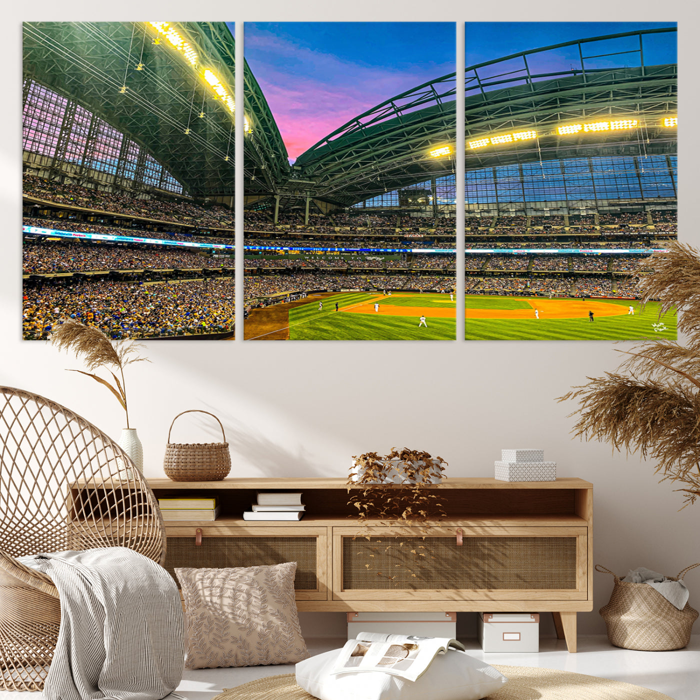 17006-MGV-CV-36X24-Milwaukee Brewers Baseball Team Print Canvas- American Family Field Stadium Wall Art Canvas Print