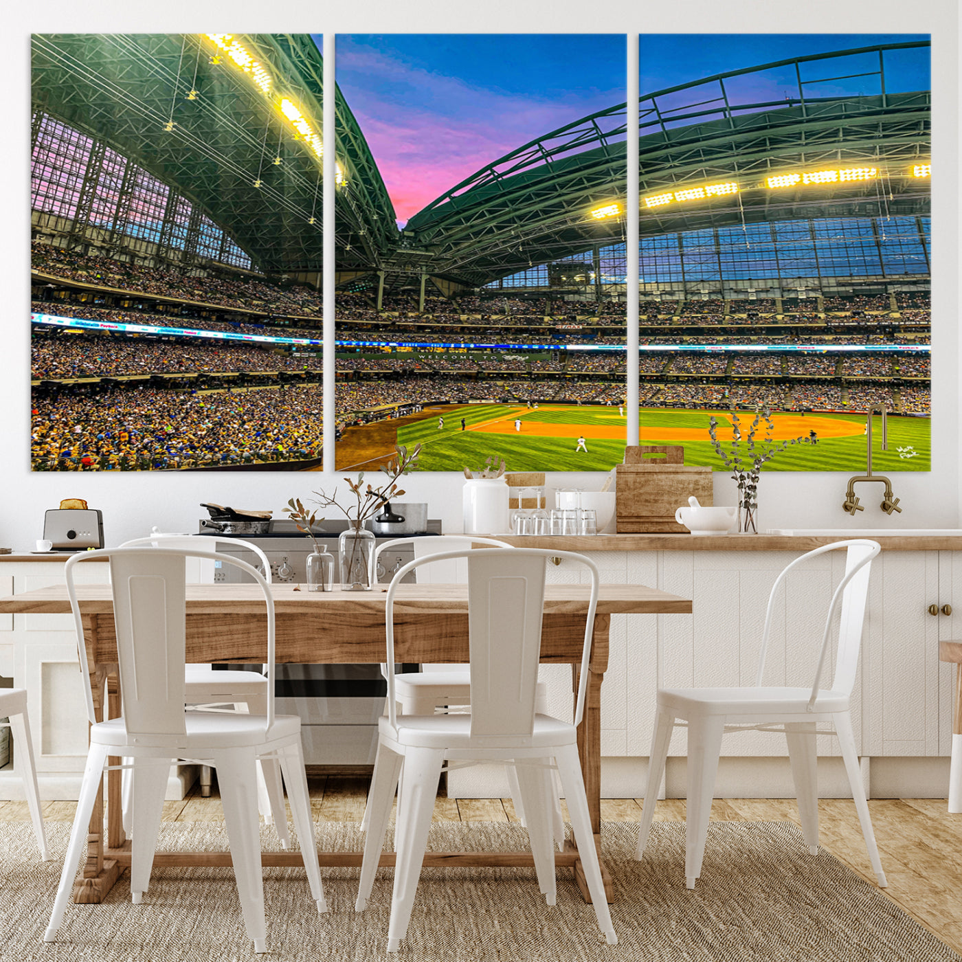 17006-MGV-CV-36X24-Milwaukee Brewers Baseball Team Print Canvas- American Family Field Stadium Wall Art Canvas Print