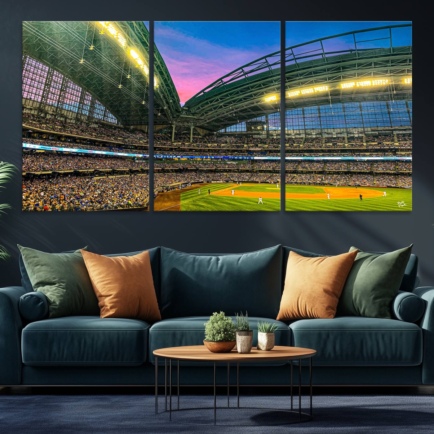 17006-MGV-CV-36X24-Milwaukee Brewers Baseball Team Print Canvas- American Family Field Stadium Wall Art Canvas Print
