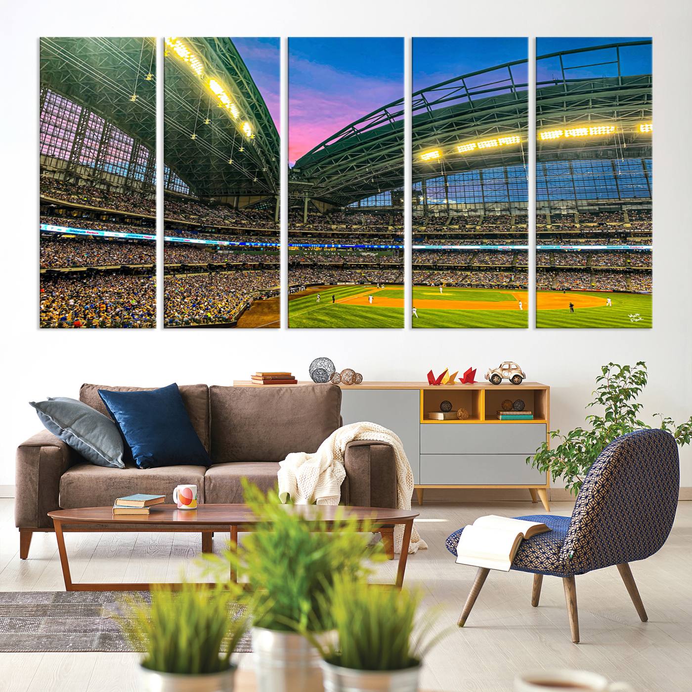 17006-MGV-CV-36X24-Milwaukee Brewers Baseball Team Print Canvas- American Family Field Stadium Wall Art Canvas Print