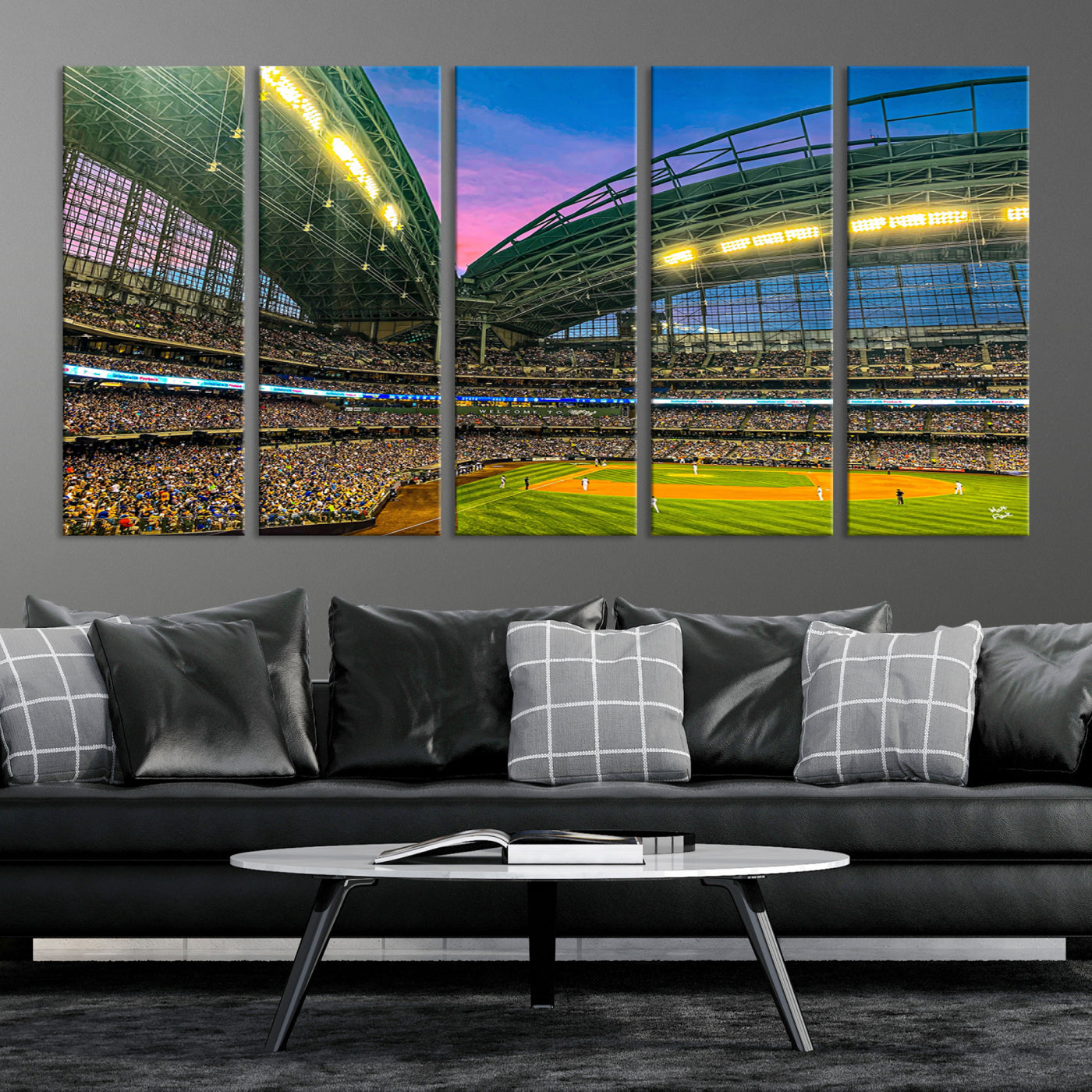 17006-MGV-CV-36X24-Milwaukee Brewers Baseball Team Print Canvas- American Family Field Stadium Wall Art Canvas Print