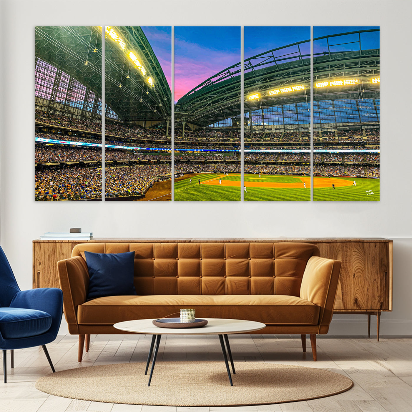17006-MGV-CV-36X24-Milwaukee Brewers Baseball Team Print Canvas- American Family Field Stadium Wall Art Canvas Print