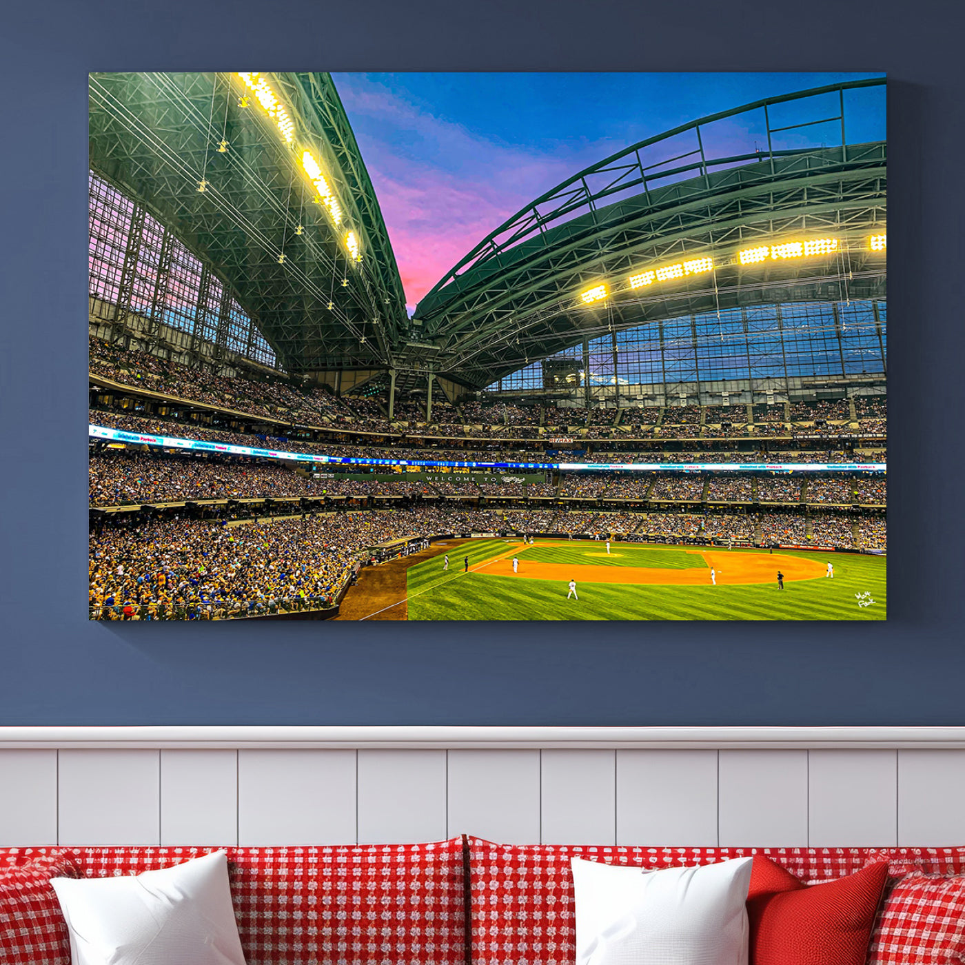 17006-MGV-CV-36X24-Milwaukee Brewers Baseball Team Print Canvas- American Family Field Stadium Wall Art Canvas Print