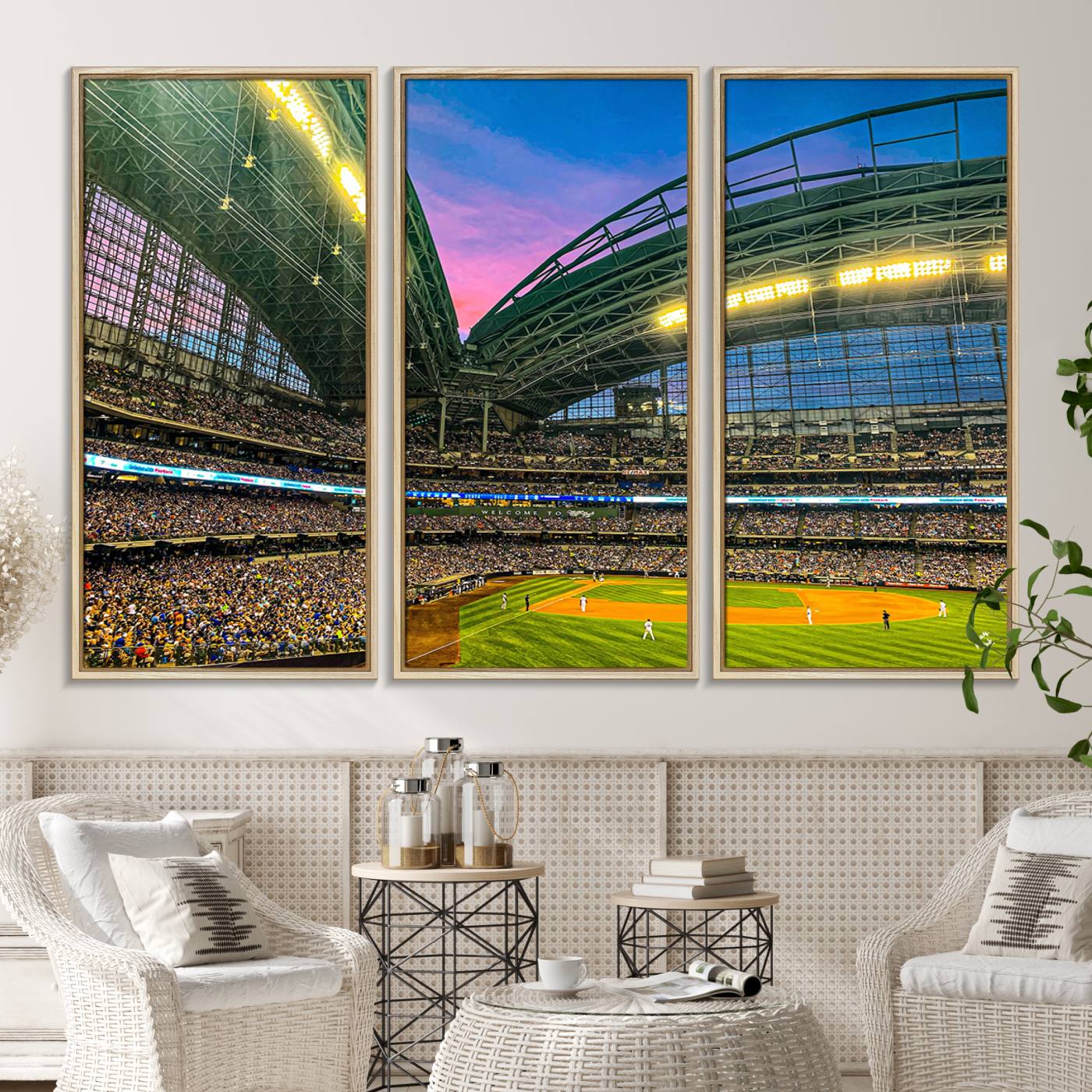 17006-MGV-CV-36X24-Milwaukee Brewers Baseball Team Print Canvas- American Family Field Stadium Wall Art Canvas Print