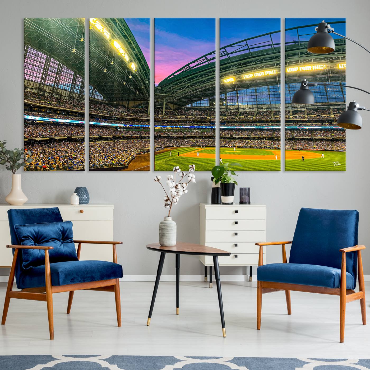 17006-MGV-CV-60X31-5P-Milwaukee Brewers Baseball Team Print Canvas- American Family Field Stadium Wall Art Canvas Print