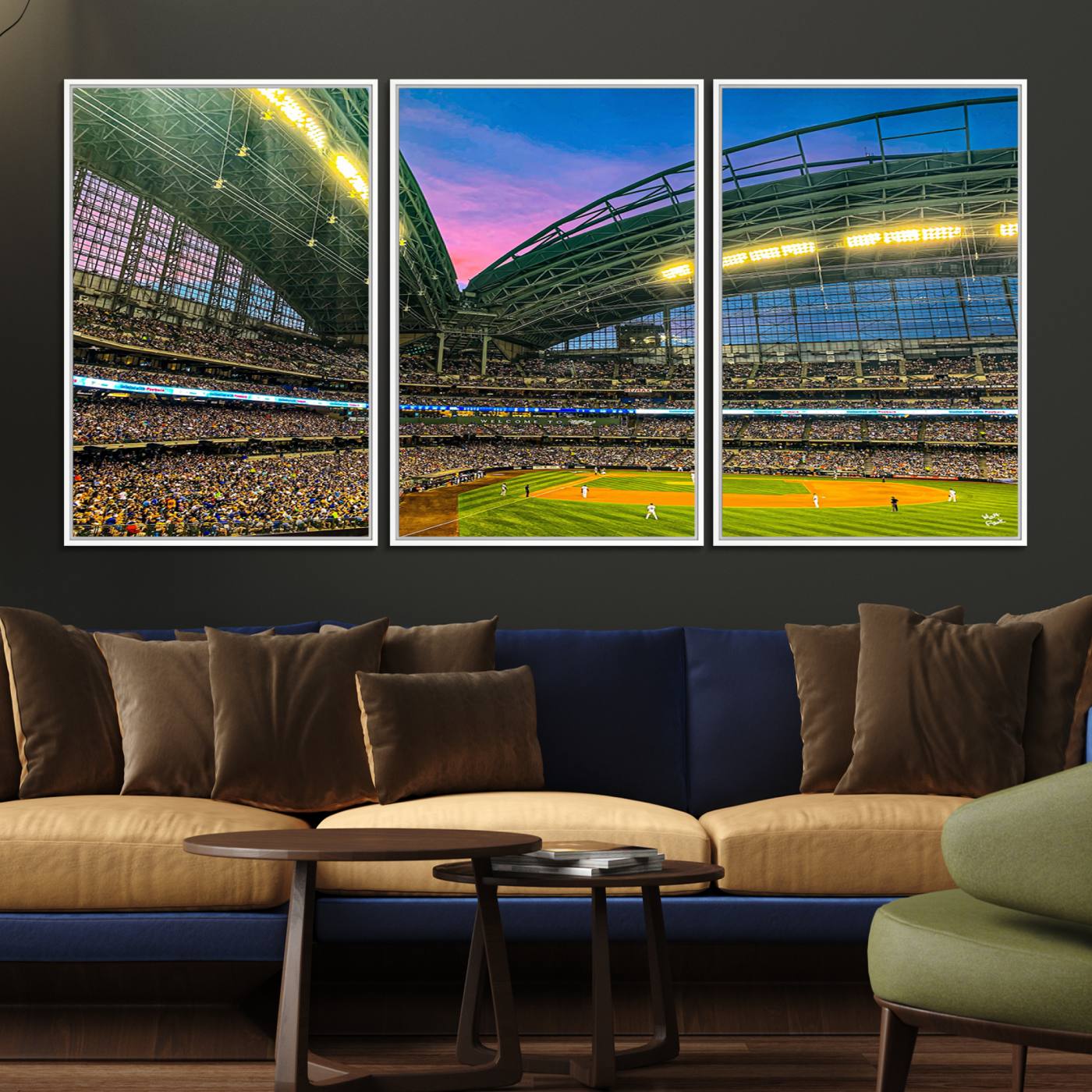 17006-MGV-FC-60X30-3P_White-Milwaukee Brewers Baseball Team Print Canvas- American Family Field Stadium Wall Art Canvas Print