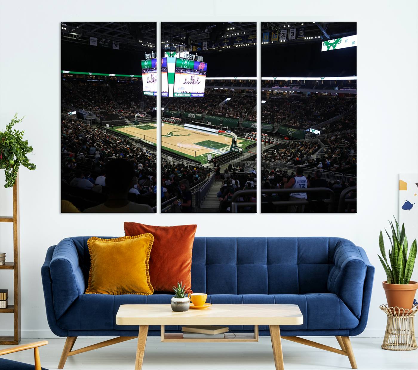 69882-MGV-CV-36X24-Milwaukee Bucks Basketball Print - Fiserv Forum Stadium Wall Art Canvas Print