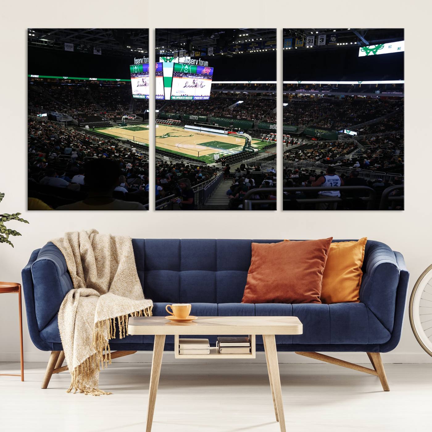 69882-MGV-CV-36X24-Milwaukee Bucks Basketball Print - Fiserv Forum Stadium Wall Art Canvas Print