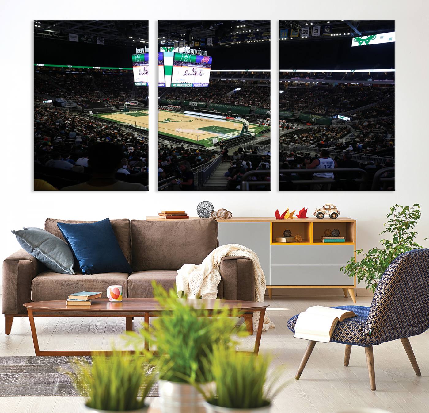 69882-MGV-CV-36X24-Milwaukee Bucks Basketball Print - Fiserv Forum Stadium Wall Art Canvas Print