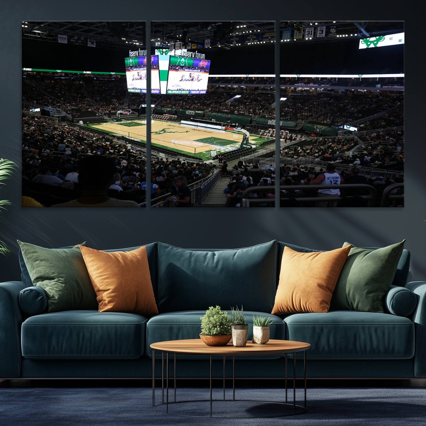 69882-MGV-CV-36X24-Milwaukee Bucks Basketball Print - Fiserv Forum Stadium Wall Art Canvas Print