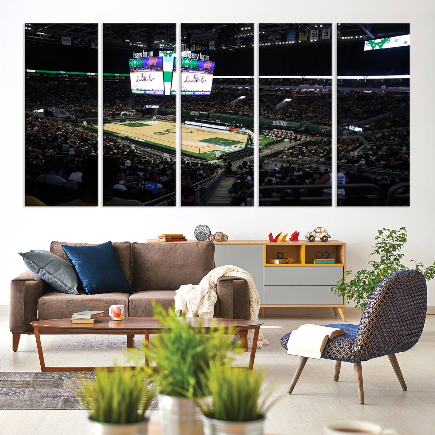 69882-MGV-CV-36X24-Milwaukee Bucks Basketball Print - Fiserv Forum Stadium Wall Art Canvas Print