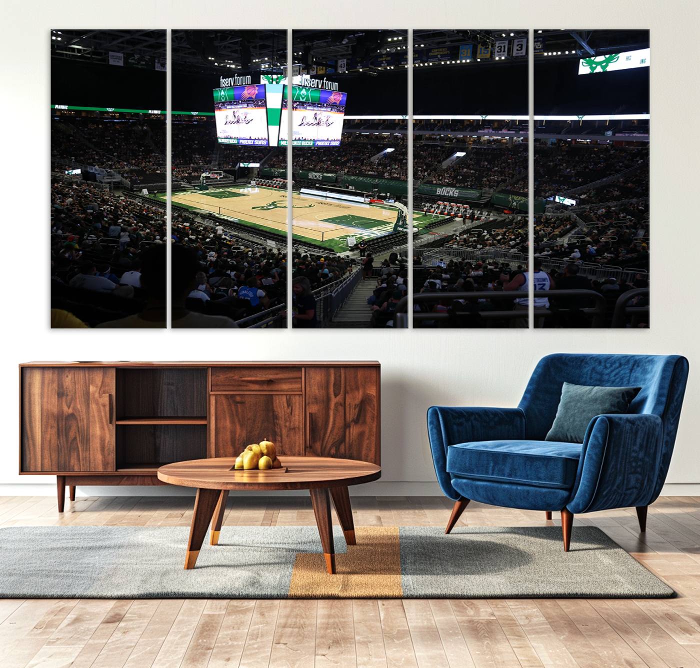 69882-MGV-CV-36X24-Milwaukee Bucks Basketball Print - Fiserv Forum Stadium Wall Art Canvas Print