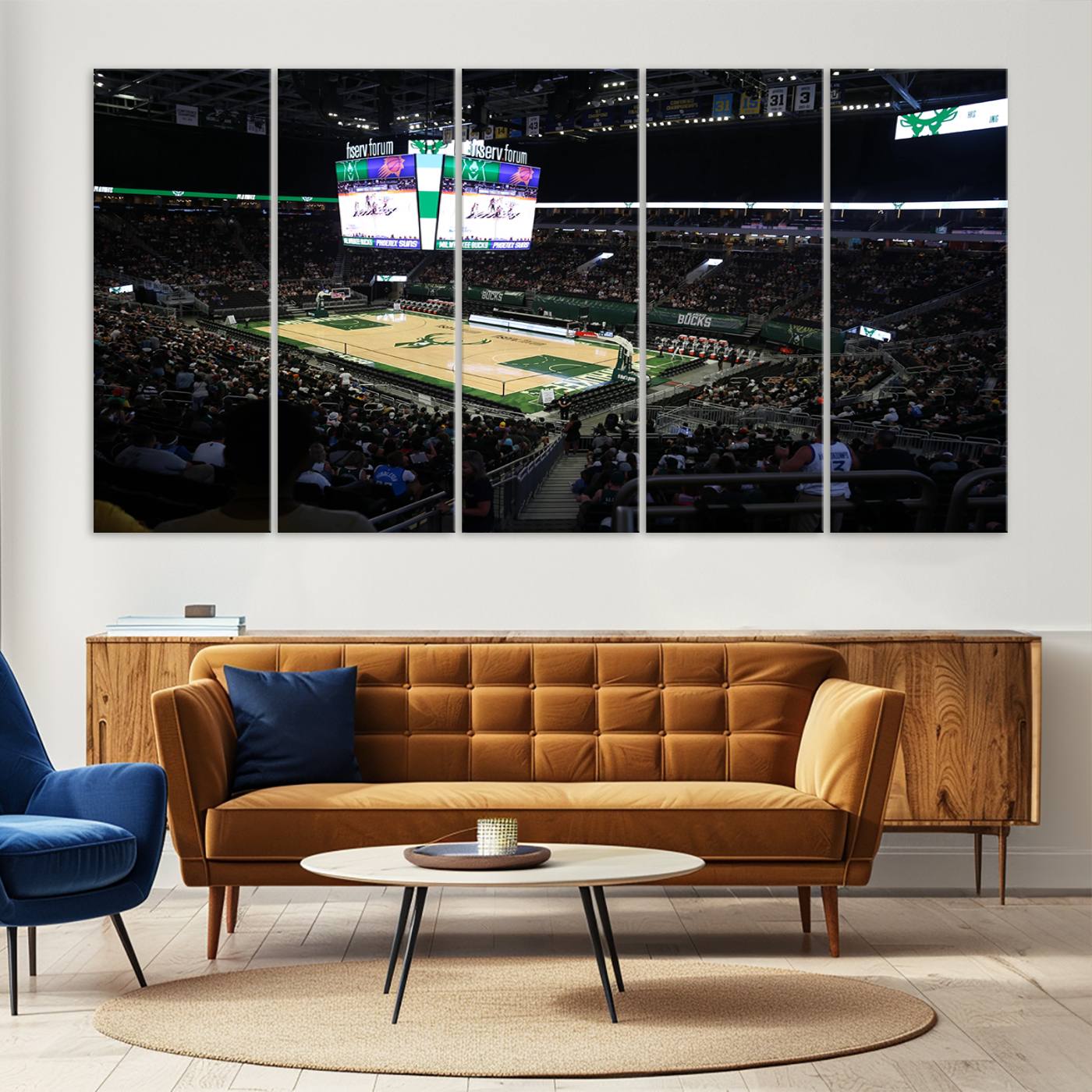 69882-MGV-CV-36X24-Milwaukee Bucks Basketball Print - Fiserv Forum Stadium Wall Art Canvas Print