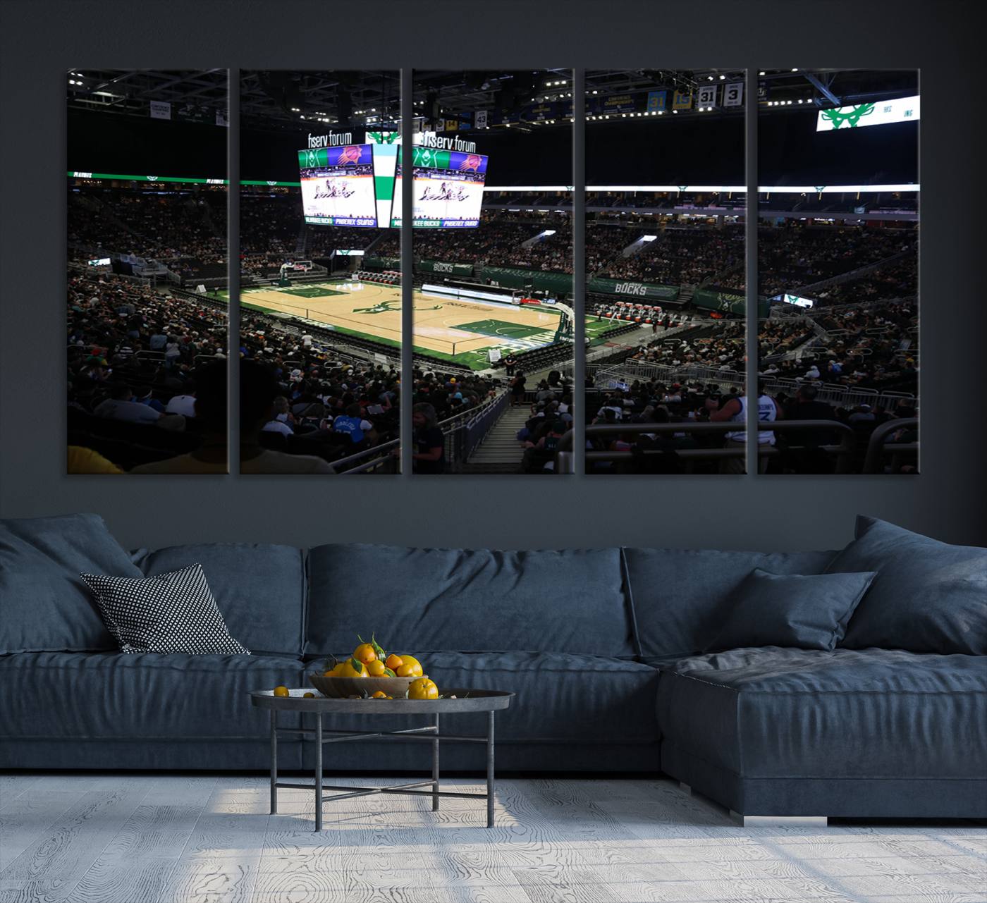 69882-MGV-CV-36X24-Milwaukee Bucks Basketball Print - Fiserv Forum Stadium Wall Art Canvas Print