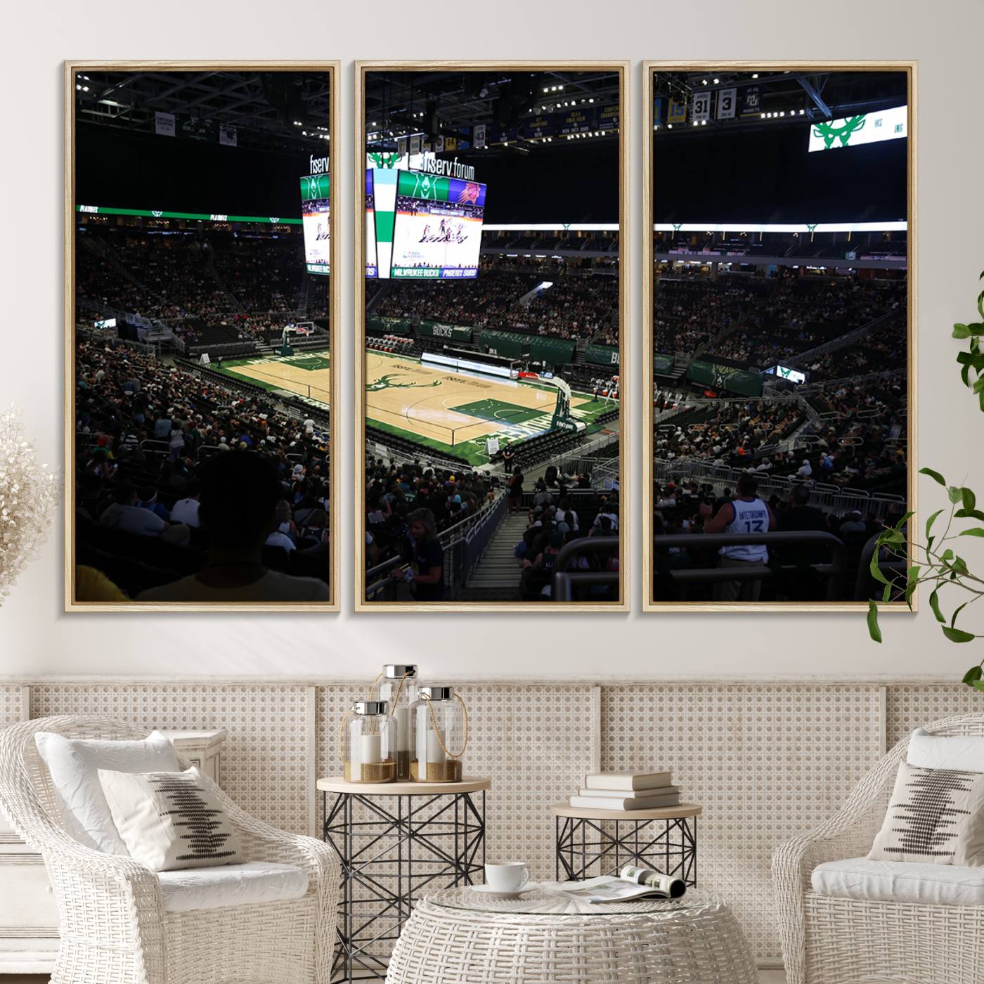 69882-MGV-CV-36X24-Milwaukee Bucks Basketball Print - Fiserv Forum Stadium Wall Art Canvas Print