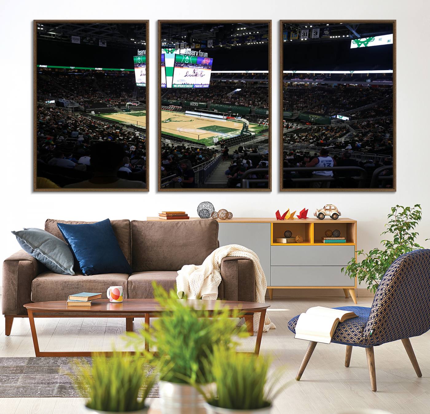 69882-MGV-CV-36X24-Milwaukee Bucks Basketball Print - Fiserv Forum Stadium Wall Art Canvas Print