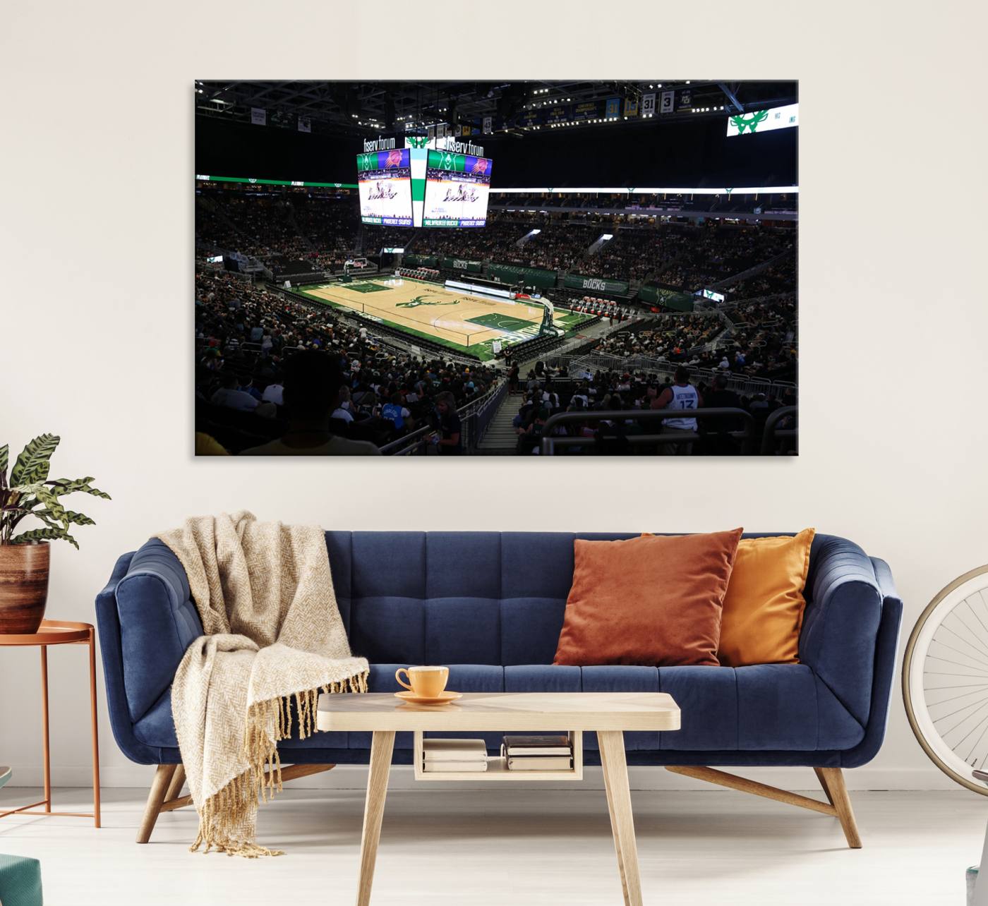 69882-MGV-CV-36X24-Milwaukee Bucks Basketball Print - Fiserv Forum Stadium Wall Art Canvas Print