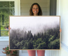 42578900-MGV-CV-36X24-Misty Forest Canvas Wall Art – Serene Triptych Nature Print – Woodland Landscape Decor for Living Room or Office – Ready to Hang