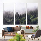 42578900-MGV-CV-36X24-Misty Forest Canvas Wall Art – Serene Triptych Nature Print – Woodland Landscape Decor for Living Room or Office – Ready to Hang