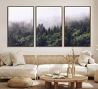 42578900-MGV-CV-36X24-Misty Forest Canvas Wall Art – Serene Triptych Nature Print – Woodland Landscape Decor for Living Room or Office – Ready to Hang