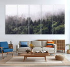 42578900-MGV-CV-36X24-Misty Forest Canvas Wall Art – Serene Triptych Nature Print – Woodland Landscape Decor for Living Room or Office – Ready to Hang