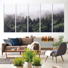 42578900-MGV-CV-60X31-5P-Misty Forest Canvas Wall Art – Serene Triptych Nature Print – Woodland Landscape Decor for Living Room or Office – Ready to Hang