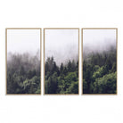 42578900-MGV-FC-48X32-3P_Natural-Misty Forest Canvas Wall Art – Serene Triptych Nature Print – Woodland Landscape Decor for Living Room or Office – Ready to Hang